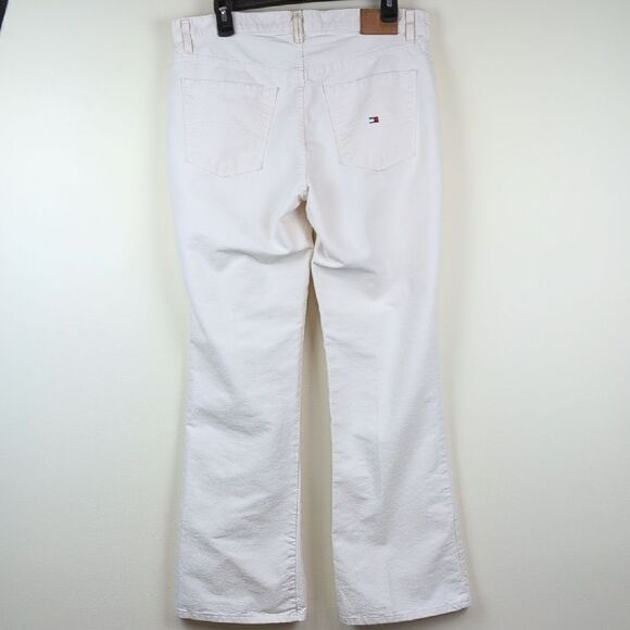 Vintage Tommy Hilfiger Cream Denim Flare Wide Leg Jeans with Mid-Rise Waist Y2K - Picture 8 of 11